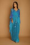 Buy_K-Anshika_Blue Georgette V Neck Printed Kaftan_at_Aza_Fashions