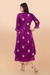 Shop_Jajobaa_Purple Banarasi Silk Embroidery Mandarin Woven Layered Kurta And Dhoti Pant Set _at_Aza_Fashions