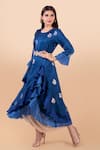 Buy_Jajobaa_Blue Banarasi Silk Embroidery Round Woven Draped Kurta And Dhoti Pant Set _Online_at_Aza_Fashions