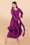 Jajobaa_Purple Maheshwari Silk Embroidery Round Draped Kurta And Dhoti Pant Set _Online_at_Aza_Fashions