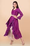 Buy_Jajobaa_Purple Maheshwari Silk Embroidery Round Draped Kurta And Dhoti Pant Set _Online_at_Aza_Fashions