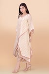 Buy_Jajobaa_Beige Assam Silk Woven V Neck Asymmetric Kurta And Dhoti Pant Set _Online_at_Aza_Fashions