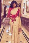 Buy_Kanelle_Off White Handloom Linen Embroidered Saree_at_Aza_Fashions