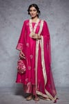 Buy_Ajiesh Oberoi_Pink Dupion Silk Embroidery Round Kurta Set _at_Aza_Fashions