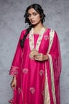 Ajiesh Oberoi_Pink Dupion Silk Embroidery Round Kurta Set _Online_at_Aza_Fashions