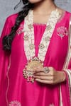 Shop_Ajiesh Oberoi_Pink Dupion Silk Embroidery Round Kurta Set _Online_at_Aza_Fashions