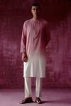 Buy_Tabeer_Pink Cotton Ombre Dyed Kurta_at_Aza_Fashions