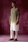 Pouli Pret_Green 100% Cotton Ombre Dyed Kurta _Online_at_Aza_Fashions