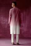 Shop_Pouli Pret_Pink 100% Cotton Ombre Dyed Kurta _at_Aza_Fashions