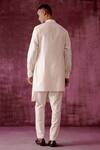 Shop_Pouli Pret_Off White Cotton Satin Asymmetric Overlap Kurta _at_Aza_Fashions