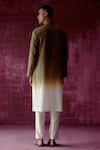 Shop_Pouli Pret_Green 100% Cotton Ombre Dyed Kurta _at_Aza_Fashions