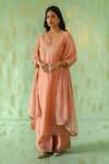 Buy_Pouli Pret_Pink Chanderi, Lining Cotton, Silk Kota Sequins, Embroidered Kurta Pant Set _at_Aza_Fashions