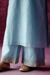 Shop_Pouli Pret_Blue Chanderi, Lining Cotton, Silk Kota Sequins, Embroidered Kurta Pant Set _Online_at_Aza_Fashions