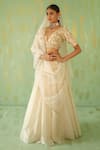 Buy_Pouli Pret_White Chanderi Embroidered Sequin Plunge V Neck Lehenga Set _at_Aza_Fashions