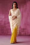 Buy_Pouli Pret_Off White Georgette Organza Embroidery Sequin Ombre Saree _at_Aza_Fashions