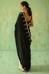 Shop_Pouli Pret_Black Georgette Organza, Silk Chanderi Pearl, Sequin, Ombre Embroidered Saree _at_Aza_Fashions