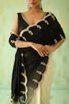 Pouli Pret_Black Georgette Organza, Silk Chanderi Pearl, Sequin, Ombre Embroidered Saree _Online_at_Aza_Fashions
