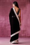 Shop_Pouli Pret_Black Georgette Embroidery Mirror Border Saree _at_Aza_Fashions