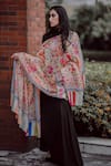 Buy_Taroob_White Wool Pashmina Embroidered Kalamkari Shawl _at_Aza_Fashions