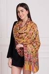 Buy_Taroob_Wool Pashmina Embroidered Kalamkari Stole_Online_at_Aza_Fashions