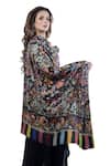 Shop_Taroob_Wool Pashmina Embroidered Kalamkari Shawl_Online_at_Aza_Fashions