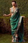 Buy_Limerick by Abirr N' Nanki_Green Organza Printed Saree _at_Aza_Fashions