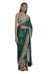 Limerick by Abirr N' Nanki_Green Organza Printed Saree _Online_at_Aza_Fashions