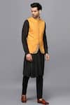 Seven_Orange Silk Embroidered Nehru Jacket _Online_at_Aza_Fashions