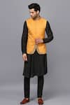 Buy_Seven_Orange Silk Embroidered Nehru Jacket _Online_at_Aza_Fashions