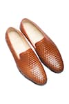 Buy_Dmodot_Brown Leather Woven Loafers _at_Aza_Fashions