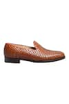 Dmodot_Brown Leather Woven Loafers _Online_at_Aza_Fashions