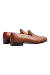 Buy Brown Leather Woven Loafers For Men by Dmodot Online at Aza Fashions.