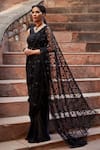 Buy_Tarini Vij_Black Net, Satin Bead Work, Cutdana Work, Shanaya Pre-draped Saree With Blouse_at_Aza_Fashions