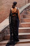 Shop_Tarini Vij_Black Net, Satin Bead Work, Cutdana Work, Shanaya Pre-draped Saree With Blouse_at_Aza_Fashions