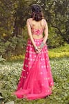 Shop_Tarini Vij_Pink Bhagalpuri Silk Hand Embroidered Resham Work Sweetheart Tara Lehenga Set _at_Aza_Fashions