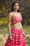 Tarini Vij_Pink Bhagalpuri Silk Hand Embroidered Resham Work Sweetheart Tara Lehenga Set _Online_at_Aza_Fashions