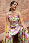 Buy_Tarini Vij_Multi Color Silk Organza Printed Floral V Neck Arya Sharara Set _Online_at_Aza_Fashions