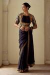 Buy_Mimamsaa_Black Satin Silk Brocade Woven Floral Round Tarabai And Embroidered Blouse _at_Aza_Fashions