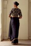 Shop_Mimamsaa_Black Satin Silk Brocade Woven Floral Round Tarabai And Embroidered Blouse _at_Aza_Fashions