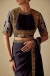 Mimamsaa_Black Satin Silk Brocade Woven Floral Round Tarabai And Embroidered Blouse _Online_at_Aza_Fashions
