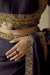 Shop_Mimamsaa_Black Satin Silk Brocade Woven Floral Round Tarabai And Embroidered Blouse _Online_at_Aza_Fashions