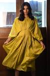 Buy_Vaani Beswal_White Handwoven Zari Cotton Plain Round Neck Tarai Dress _at_Aza_Fashions