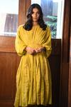 Shop_Vaani Beswal_White Handwoven Zari Cotton Plain Round Neck Tarai Dress _at_Aza_Fashions