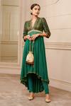 Buy_Tarun Tahiliani_Green Chanderi Anarkali Set_at_Aza_Fashions