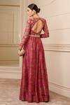 Buy_Tarun Tahiliani_Fuchsia Silk Dupion Thread Work, Floral Pattern Sweetheart Chintz Print Jumpsuit_Online_at_Aza_Fashions