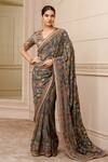 Buy_Tarun Tahiliani_Multi Color Floral Pattern Saree With Printed Blouse_at_Aza_Fashions