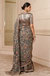 Shop_Tarun Tahiliani_Multi Color Blouse Foil Jersey, Saree Georgette Floral Pattern V With Printed_at_Aza_Fashions