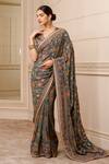 Tarun Tahiliani_Multi Color Floral Pattern Saree With Printed Blouse_Online_at_Aza_Fashions