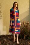 Buy_Tasuvure_Multi Color Pleated Bryce Block Print Dress_at_Aza_Fashions