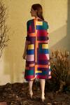 Shop_Tasuvure_Multi Color Pleated Bryce Block Print Dress_at_Aza_Fashions